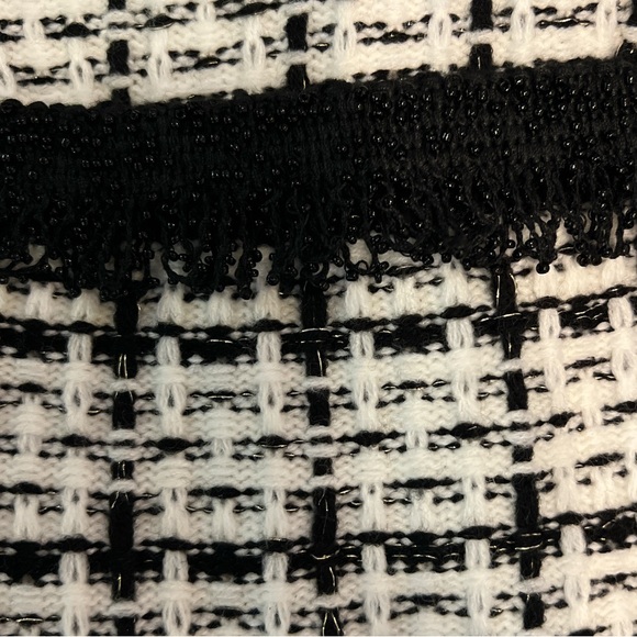ZARA Tweed Knit Cardigan Black White Gold Button Womens Small NWT - Picture 4 of 8